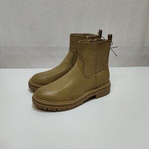 Time and Tru Lug Chelsea Khaki Ankle Combat Boot Memory Foam Women's Size 11